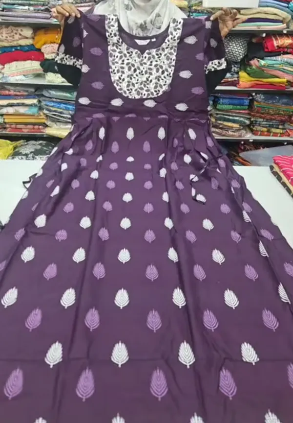 Premium Cotton Frock Style Nighty with Adjustable Rope & Side Pocket |NT3625
